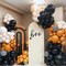 Orange Black and Metallic Silver Balloons Garland Arch Kit, 146 Pcs Latex Balloons with Confetti for Birthday Party Graduation Father's Day Anniversary Bachelorette Party Decoration